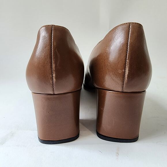 Bally Ostensa 2 Sporty Pumps UK 7.5E US 10 NARROW Brown Leather Block Heel - Picture 7 of 9
